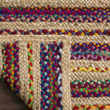 Load image into Gallery viewer, Braided Natural Jute With Multi Cotton Area carpet
