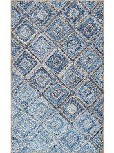 Load image into Gallery viewer, Braided Natural Jute Denim Diamond Design Area carpet
