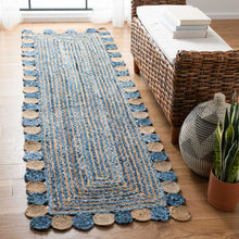 Load image into Gallery viewer, Braided Natural Jute with Denim Bedside Runner
