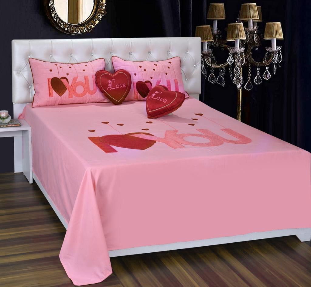 Patch Designer Pink Double Bedsheet