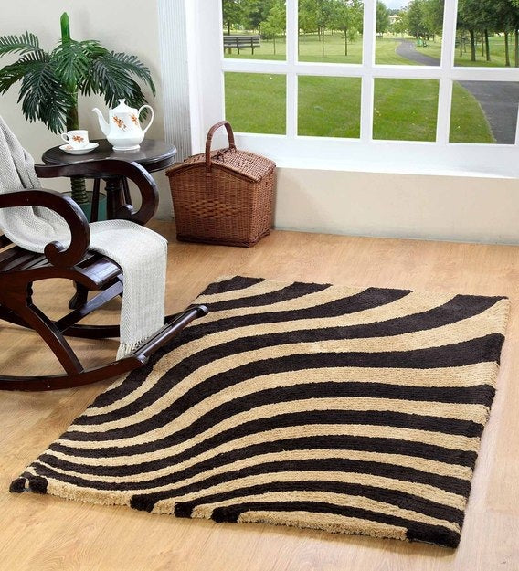 Beige & Brown Premium Modern Shaggy Rug