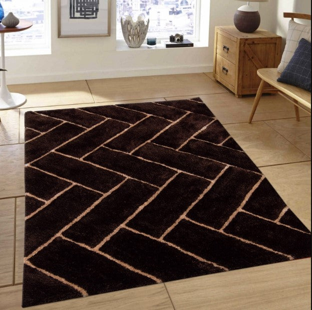 Coffee 3D Premium Modern Shaggy Rug