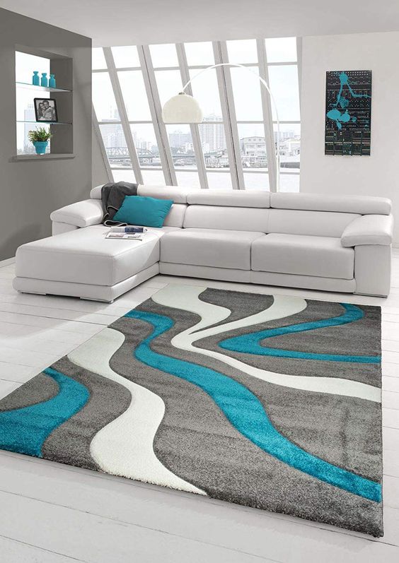 Aqua Multi Stylish Premium Modern Shaggy Rug