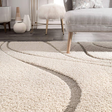 Load image into Gallery viewer, Cream Beautiful Premium Design Micro Cut Shag Rug
