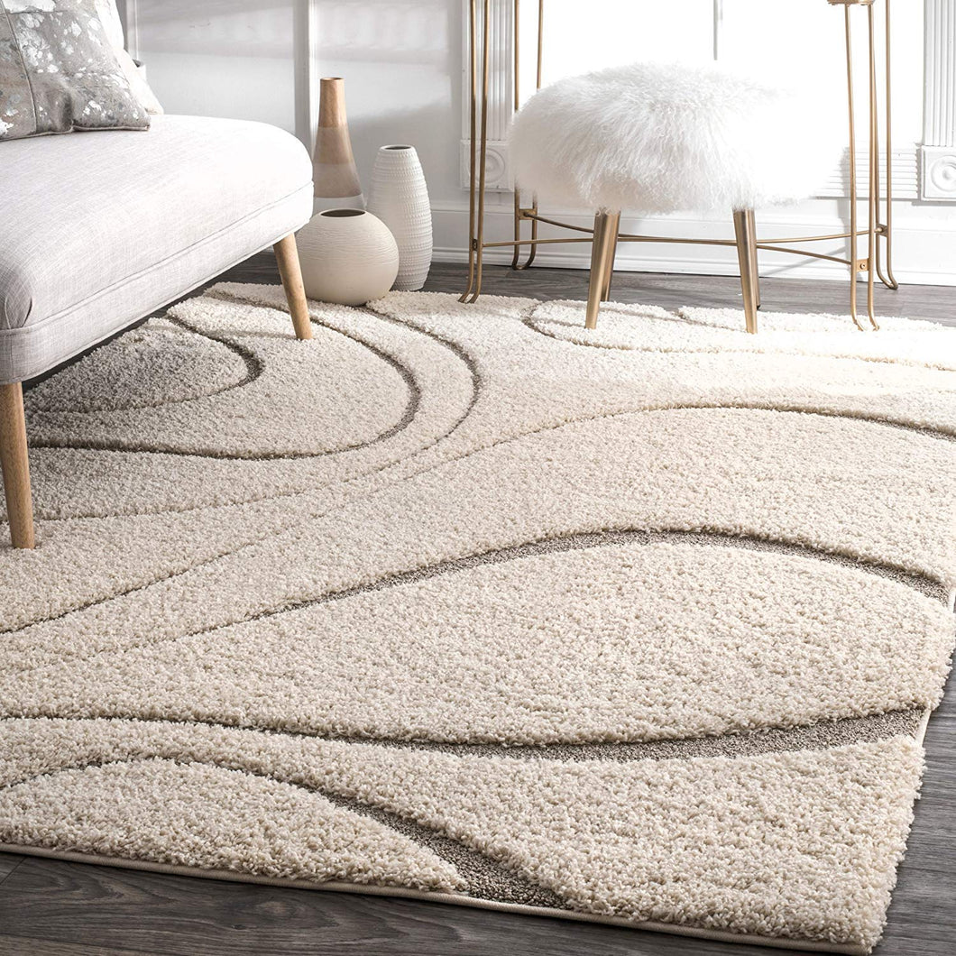 Cream Beautiful Premium Design Micro Cut Shag Rug