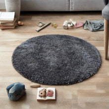 Load image into Gallery viewer, Plain Grey - Premium Round Shaggy Rug
