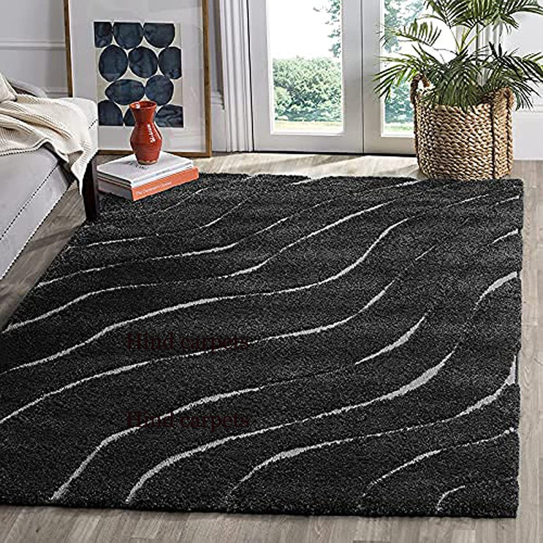 Black & White 3D Cut Collection Classical Look Shaggy Carpet