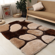 Load image into Gallery viewer, Brown with Beige 3D Cut Collection Classical Look Stone Shaggy Carpet
