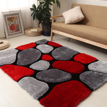 Load image into Gallery viewer, Red with Gray 3D Cut Collection Classical Look Stone Shaggy Carpet
