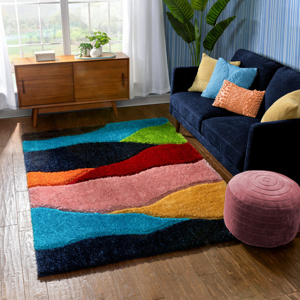 Color Rainbow 3D Cut Collection Classical Shaggy Carpet