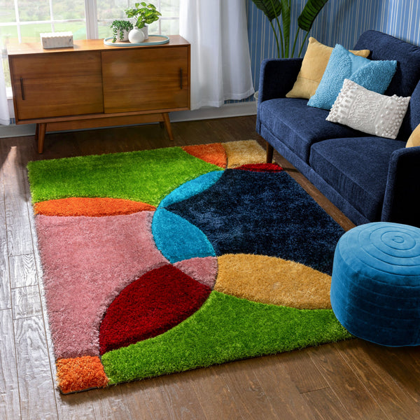 Multi Rainbow 3D Cut Collection Classical Shaggy Carpet
