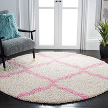 Load image into Gallery viewer, Pink &amp; Ivory - Premium Soft  Round Shaggy Rug
