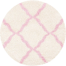 Load image into Gallery viewer, Pink &amp; Ivory - Premium Soft  Round Shaggy Rug
