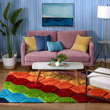 Load image into Gallery viewer, Multicolor Rainbow 3D Cut Collection Classical Shaggy Carpet
