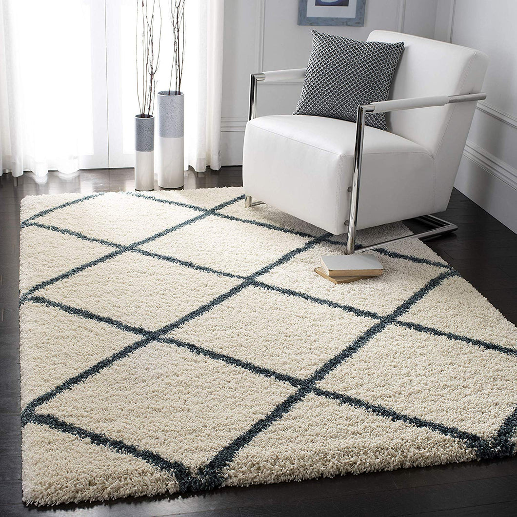 Ivory Latest Cross Modern Shaggy Rug