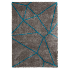 Load image into Gallery viewer, Aqua &amp; Silver Premium Modern Shaggy Rug

