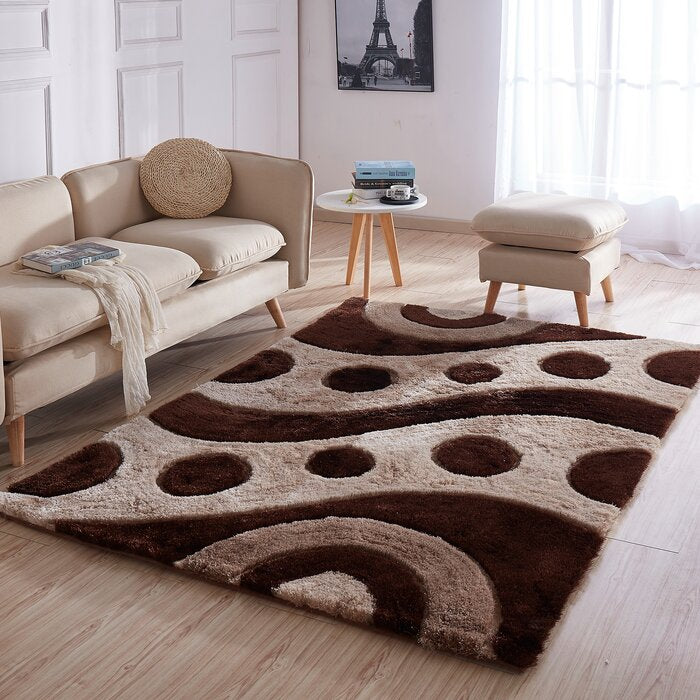 Brown & Beige Stylish Modern Shaggy Rug