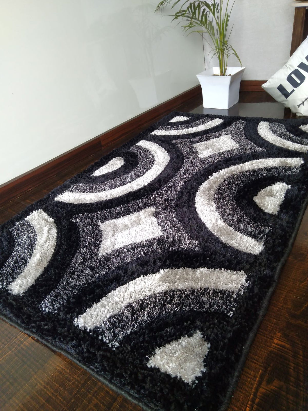 Multi Stylish Gray Multi Designs Shag Rug