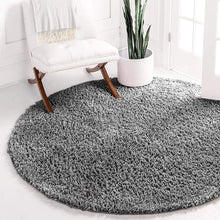 Load image into Gallery viewer, Light Grey Plain - Premium Round Shaggy Rug
