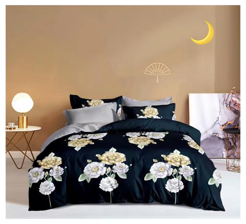 Soft Fabric Flower Blue Multi - Night Queen size Bedsheet