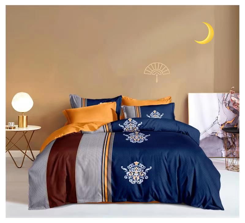 Soft Fabric Flower Blue Multi - Night Queen size Bedsheet