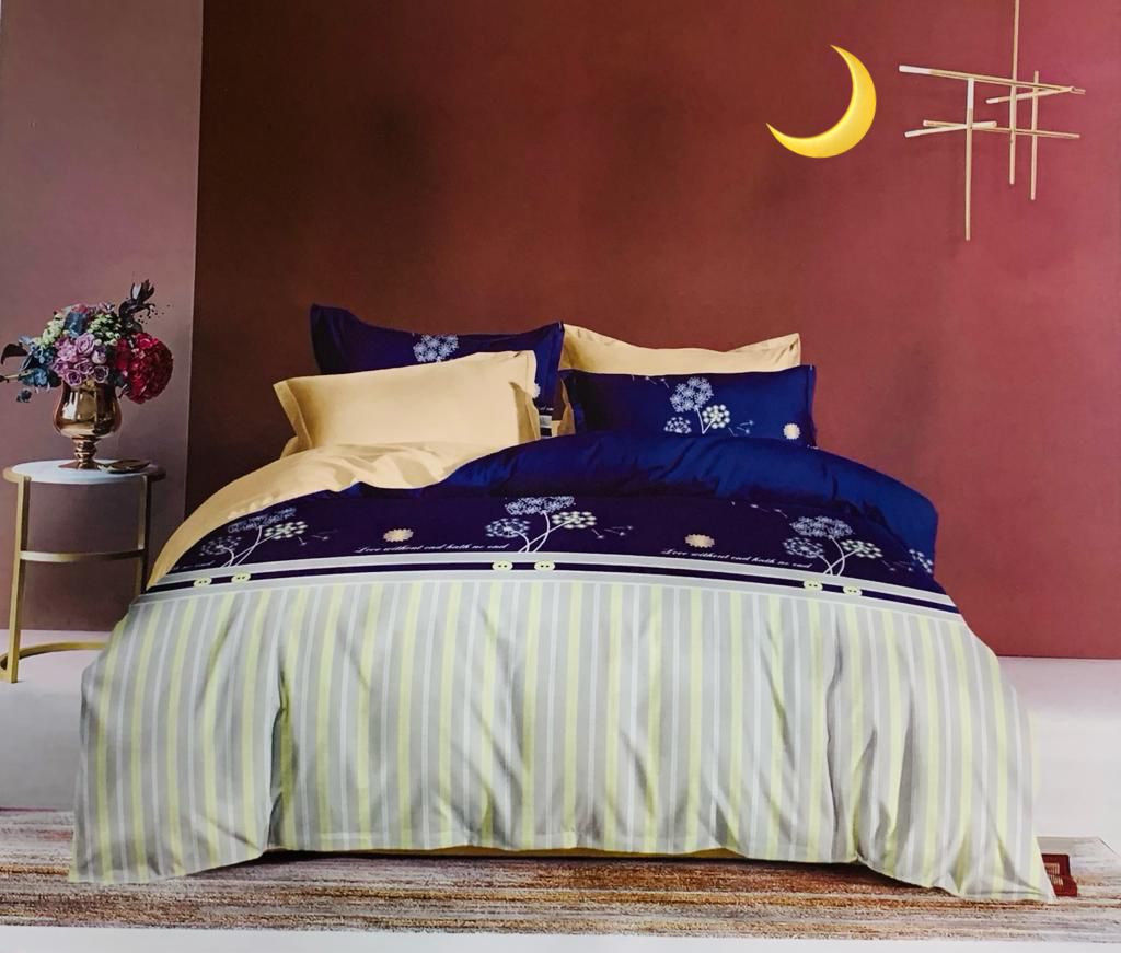 Soft Fabric Flower Gray Multi - Night Queen size Bedsheet
