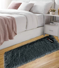 Load image into Gallery viewer, Grey Multi Bedside Faux Fur Runner, Luxury Fluffy Runner - 60x150 Cm
