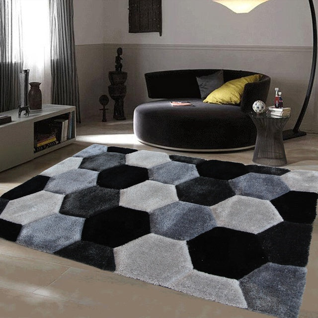 Black & Gray Beautiful Premium Shaggy Rug